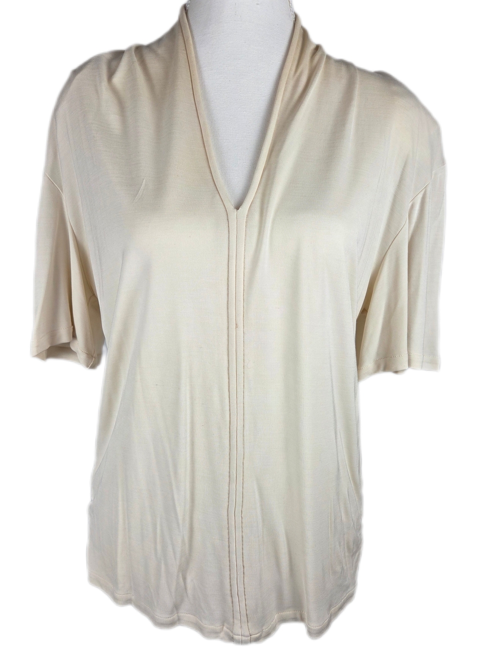 Vintage MaxMara Cream V-Neck Short Sleeve Top